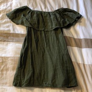 Green Cotton On/Off the Shoulder Dress